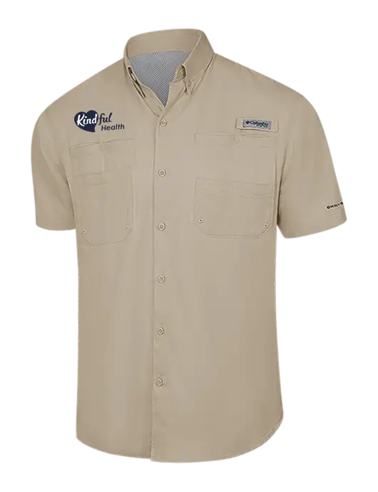 Columbia Tan PFG Tamiami II Short Sleeve Shirt w/Kindful Health Logo