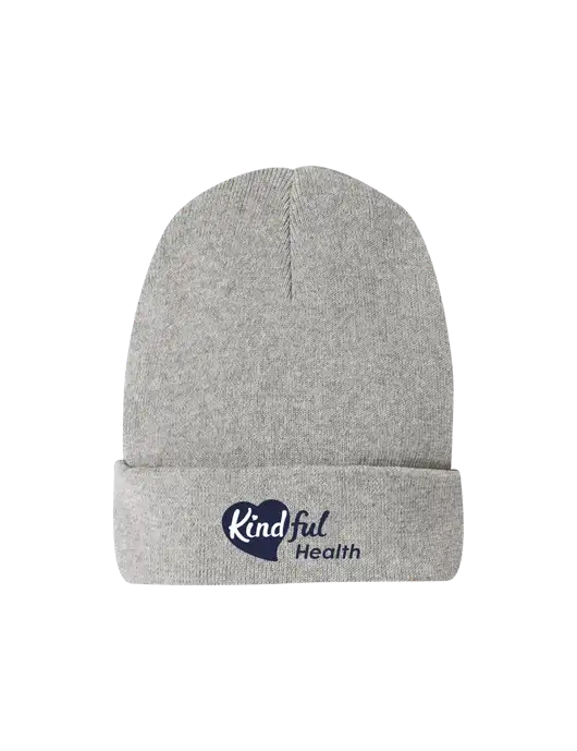Recycled Light Heather Grey Beanie w/Kindful Health Logo