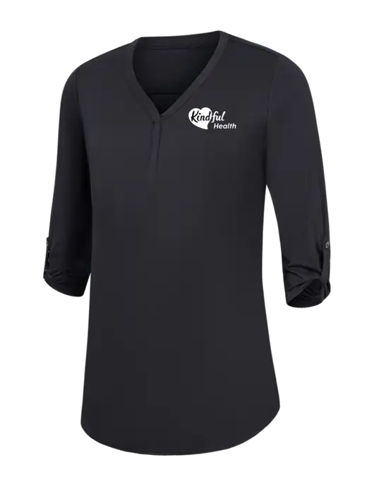Womens Black City Stretch 3/4-Sleeve Tunic w/Kindful Health Logo