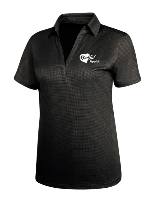 Black Womens Performance Fine Jacquard Polo w/Kindful Health Logo