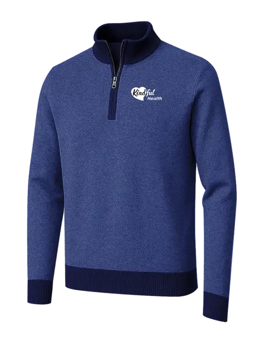 Brooks Brothers Navy/Dark Royal Washable Merino Birdseye 1/4-Zip Sweater w/Kindful Health Logo
