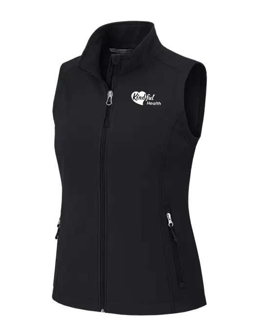 Black Womens Core Soft Shell Vest w/Kindful Health Logo