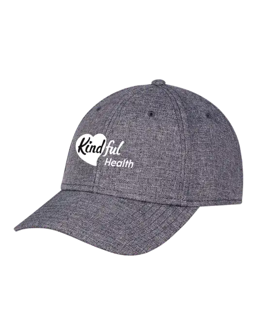Heather Charcoal Structured Linen Look Cap Hook & Loop w/Kindful Health Logo