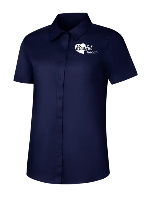 Womens Navy Short Sleeve Superpro React Twill Shirt w/Kindful Health Logo