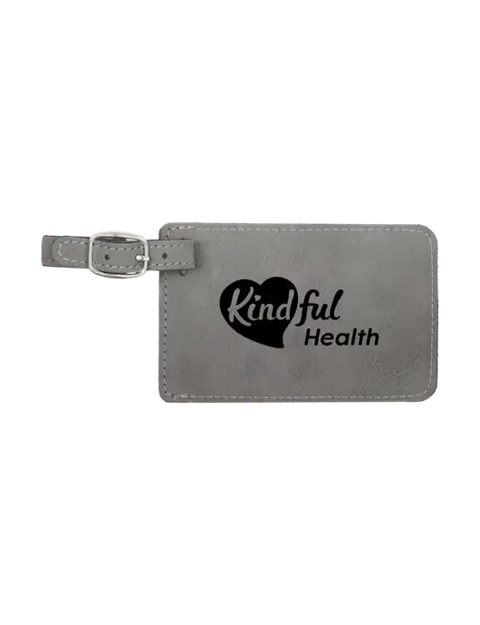 Grey Leatherette Luggage Tag w/Kindful Health Logo