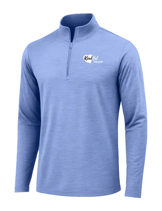 True Royal Heather Posicharge Tri-Blend Wicking 1/4 Zip Pullover w/Kindful Health Logo