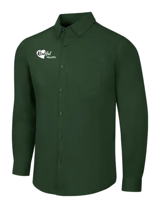 Forest Green Long Sleeve Carefree Poplin Shirt w/Kindful Health Logo