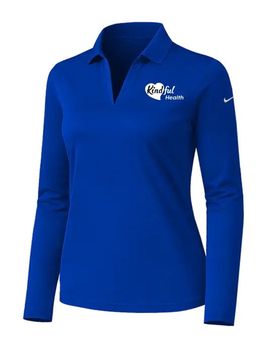 Nike Womens Dark Royal Dri-FIT Micro Pique 2.0 Long Sleeve Polo w/Kindful Health Logo