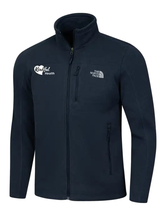North Face Navy Heather Sweater Fleece Jacket w/Kindful Health Logo