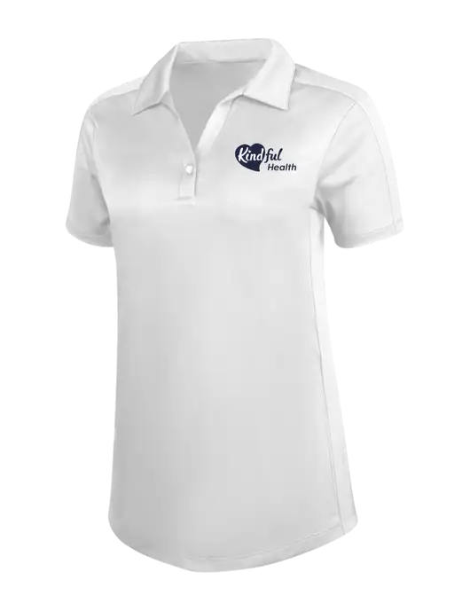 Womens White Diamond Jacquard Polo w/Kindful Health Logo