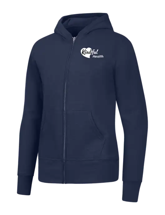 Navy Womens Core Fleece Full-Zip Hooded Sweatshirt w/Kindful Health Logo