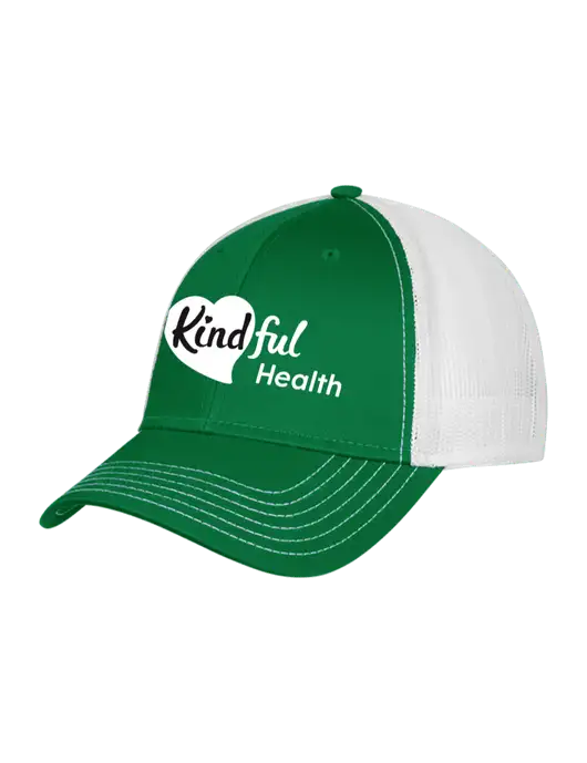 Kelly/White Mesh Trucker Cap Snap Back w/Kindful Health Logo
