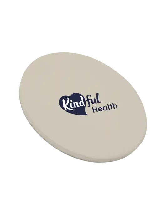 Round Sandstone Coaster w/Kindful Health Logo
