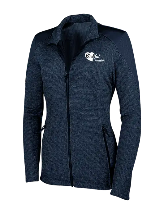 Navy Womens Grid Fleece Jacket w/Kindful Health Logo