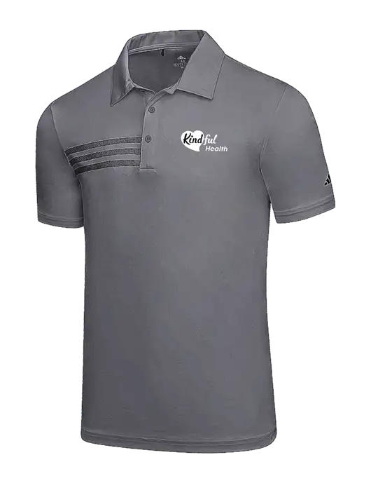Adidas Medium Grey 3 Stripes Chest Polo w/Kindful Health Logo