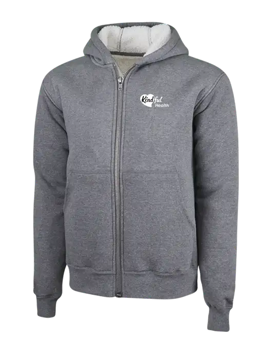 Cornerstone Grey Heather Heavyweight Sherpa Lined Hooded Fleece Jacket w/Kindful Health Logo