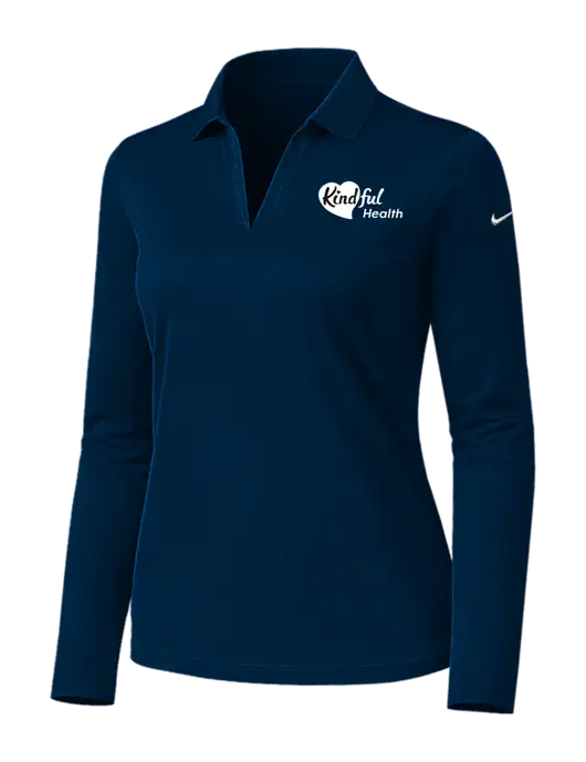 Nike Womens Navy Dri-FIT Micro Pique 2.0 Long Sleeve Polo w/Kindful Health Logo