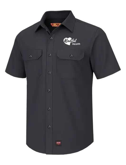 Red Kap Charcoal Short Sleeve Solid Ripstop Shirt w/Kindful Health Logo
