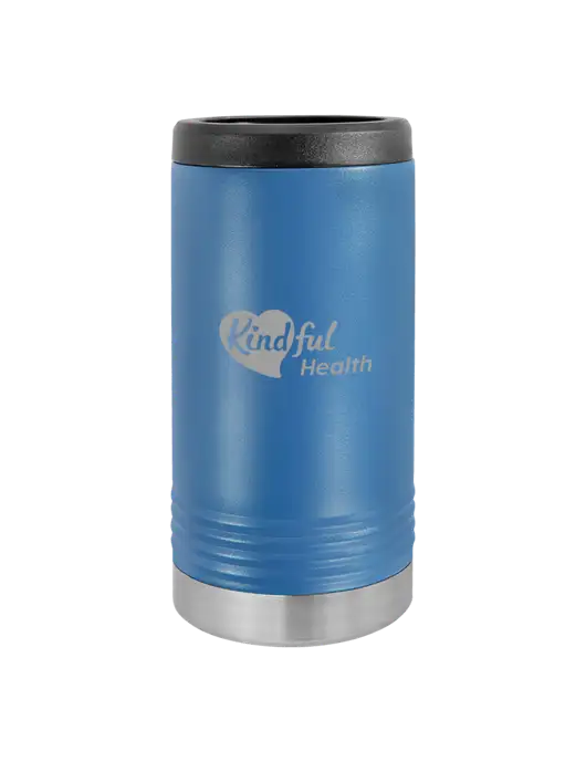 Polar Camel Powder Coated Royal Blue Vacuum Insulated Slim Beverage Holder w/Kindful Health Logo