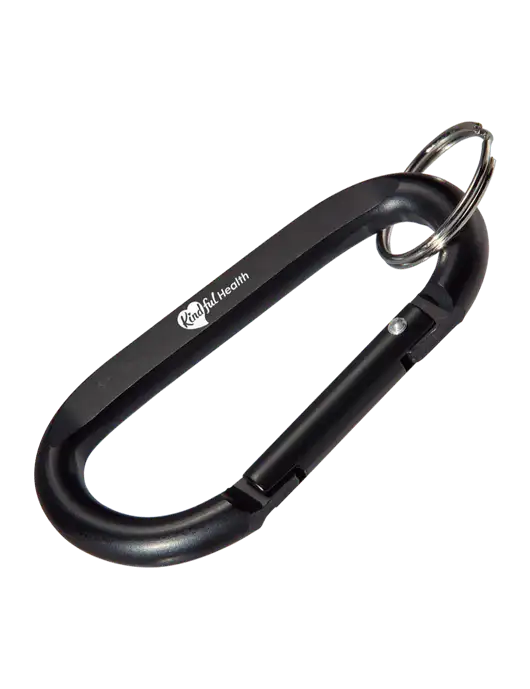 Black Carabiner & Key Ring w/Kindful Health Logo