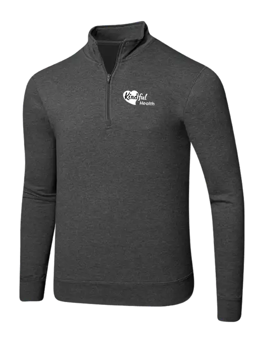 Dark Heather Grey 8.5 oz Ring Spun 1/4 Zip Pullover Sweatshirt w/Kindful Health Logo
