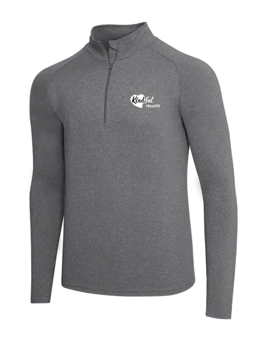 Dark Grey Heather Sport Wick Stretch 1/4 Zip Pullover w/Kindful Health Logo