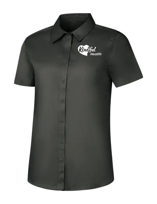 Womens Dark Grey Short Sleeve Superpro React Twill Shirt w/Kindful Health Logo