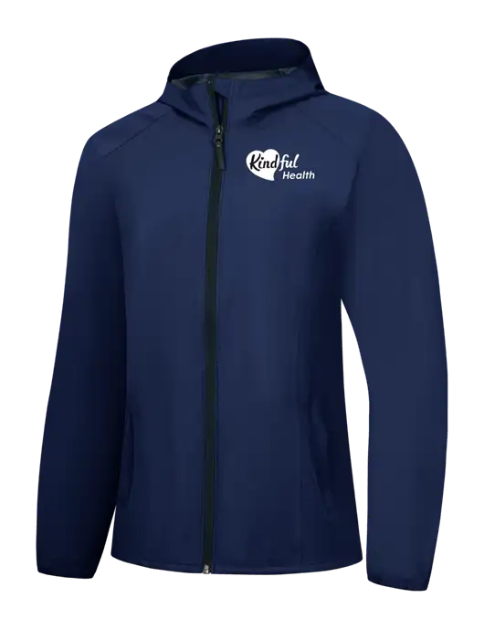 Womens Navy Essential Rain Jacket w/Kindful Health Logo