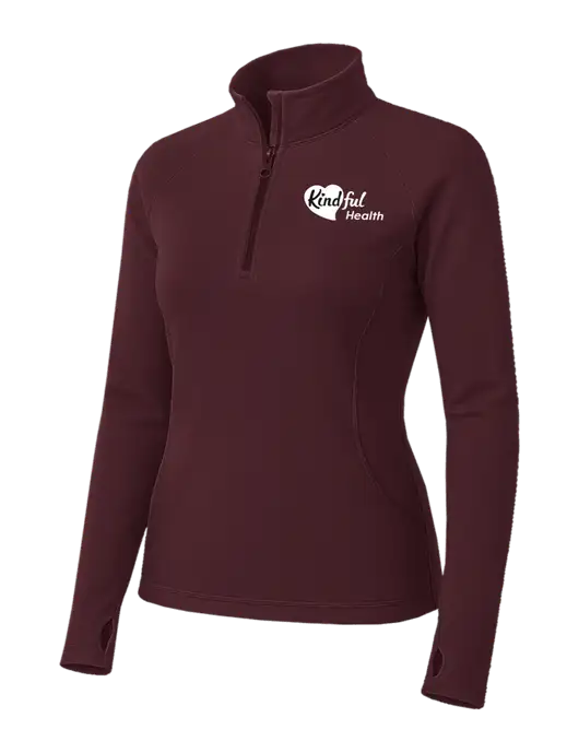 Maroon Womens Sport Wick Stretch 1/4 Zip Pullover w/Kindful Health Logo