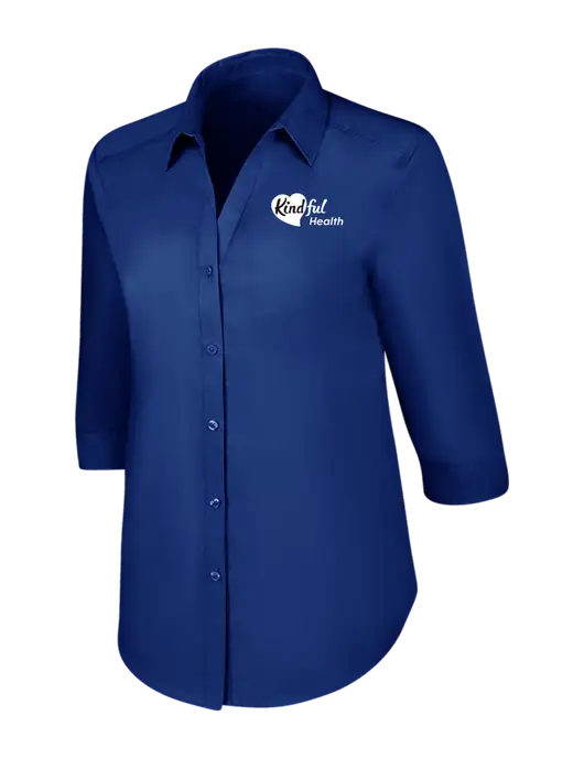 Womens Royal 3/4 Sleeve Carefree Poplin Shirt w/Kindful Health Logo