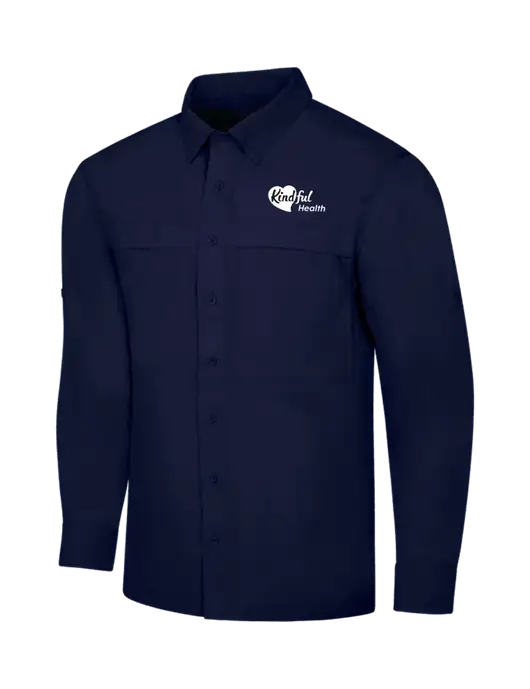 Navy Long Sleeve UV Daybreak Shirt w/Kindful Health Logo