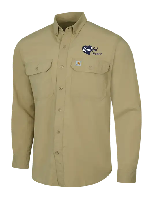 Carhartt Force Dark Tan Solid Long Sleeve Shirt w/Kindful Health Logo