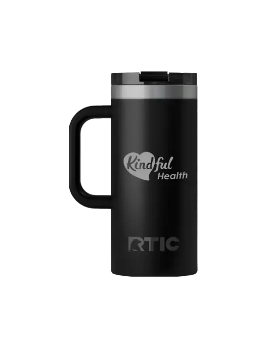 RTIC Road Trip 16 oz Black Travel Mug w/Kindful Health Logo