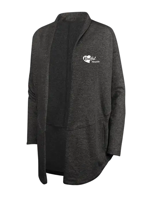 Charcoal Heather/ Medium Heather Grey Womens Interlock Cardigan w/Kindful Health Logo