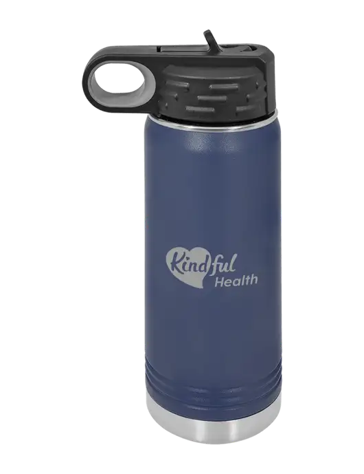 Polar Camel 20 oz Powder Coated Navy Vacuum Insulated Water Bottle w/Kindful Health Logo
