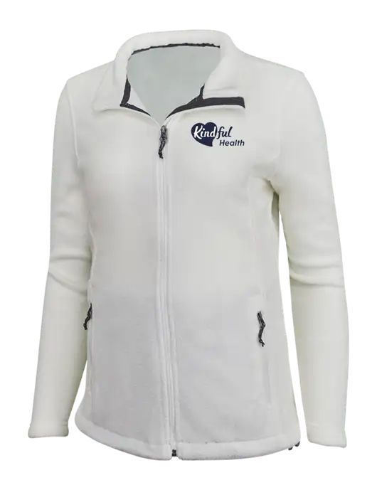 Womens White Fleece Jacket w/Kindful Health Logo