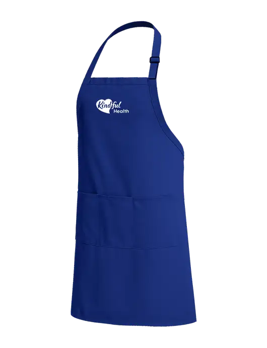 Easy Care Extra Long Bib Dark Royal Apron with Stain Release w/Kindful Health Logo