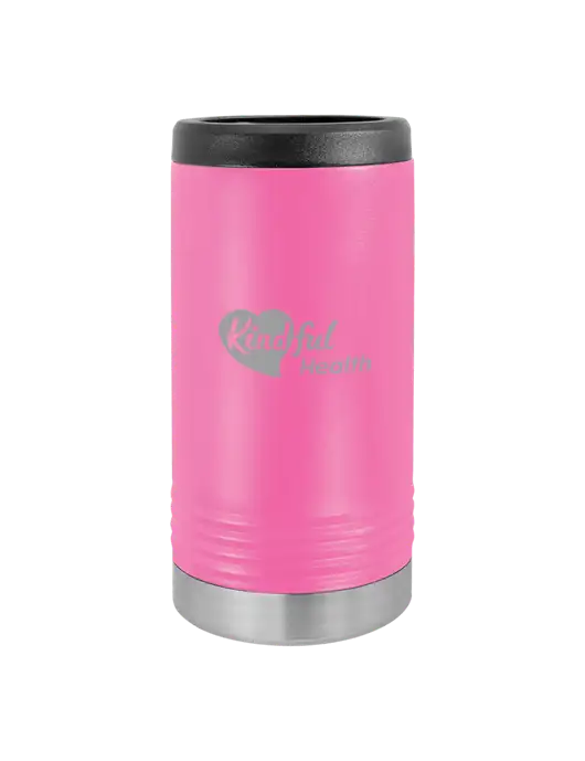 Polar Camel Powder Coated Pink Vacuum Insulated Slim Beverage Holder w/Kindful Health Logo