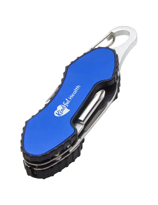 Blue 6 in 1 Tool with Carabiner w/Kindful Health Logo