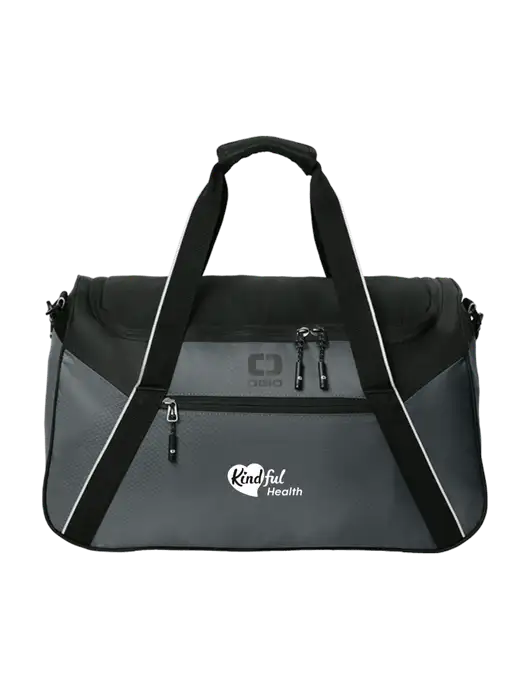 OGIO Dark Medium Grey/Black Inception Duffel w/Kindful Health Logo