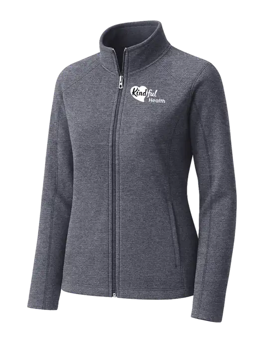Light Navy Heather Womens Microfleece Full-Zip Jacket w/Kindful Health Logo