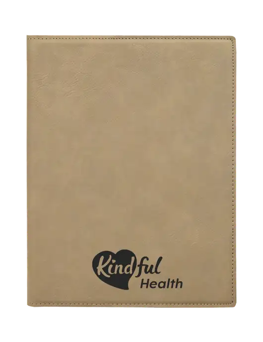 Tan Leatherette 7 x 9 Portfolio with Notepad w/Kindful Health Logo