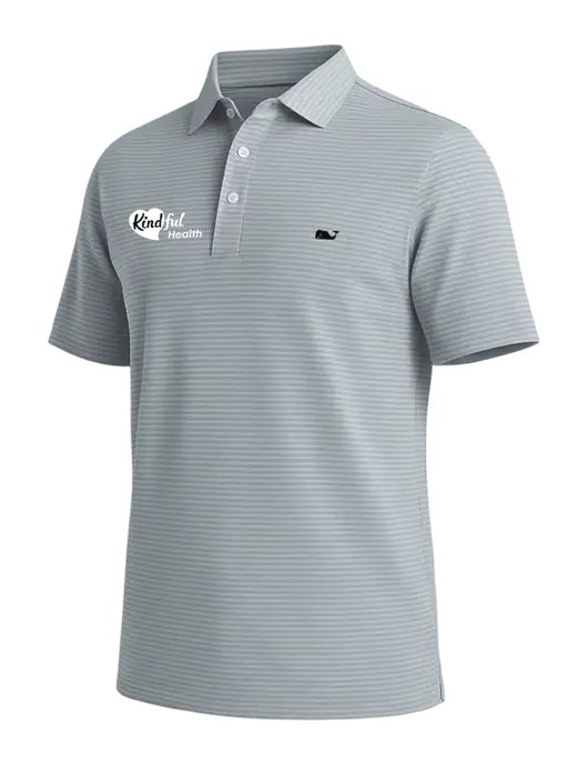 Vineyard Vines Bradley Medium Grey Stripe Sankaty Polo w/Kindful Health Logo