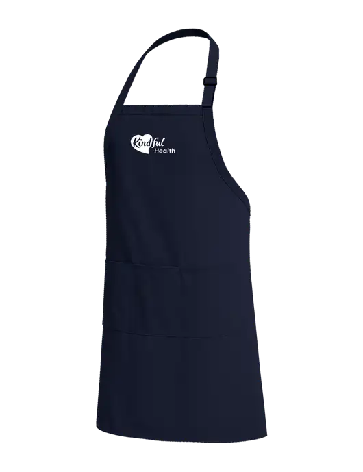 Easy Care Extra Long Bib Navy Apron with Stain Release w/Kindful Health Logo