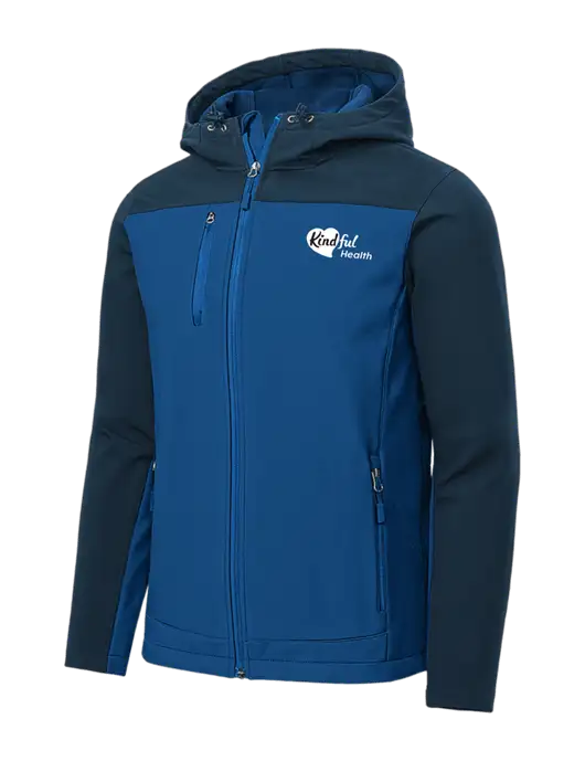 Hooded Core Royal/Navy Soft Shell Jacket w/Kindful Health Logo