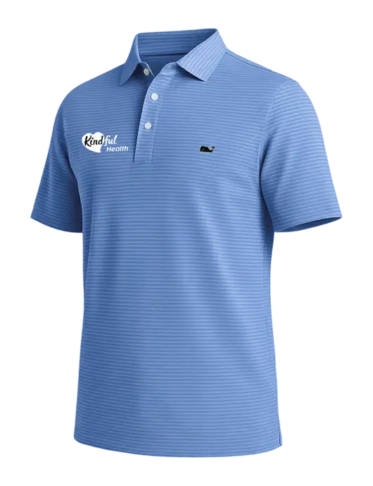 Vineyard Vines Bradley Light Royal Blue Stripe Sankaty Polo w/Kindful Health Logo