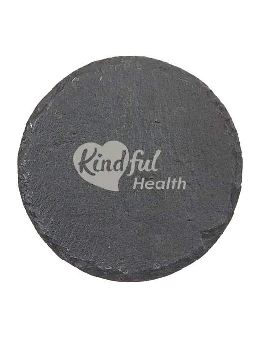 Round Slate Coaster w/Kindful Health Logo