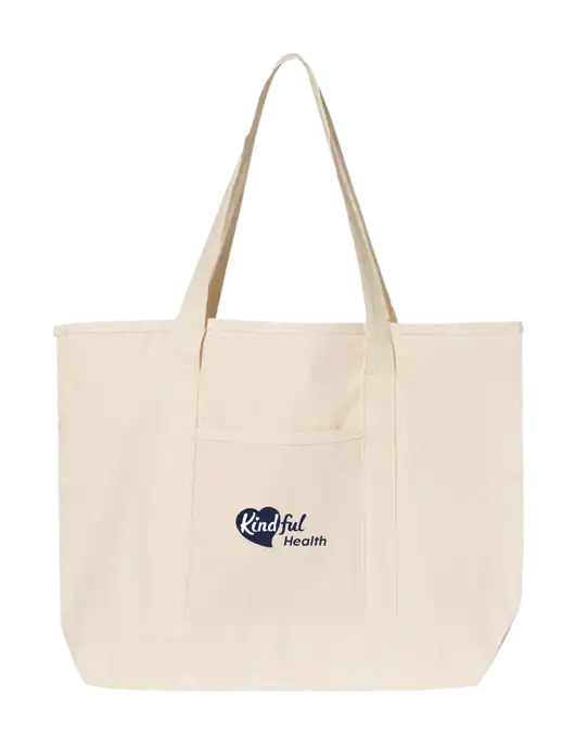 Natural Large Canvas Deluxe Tote w/Kindful Health Logo