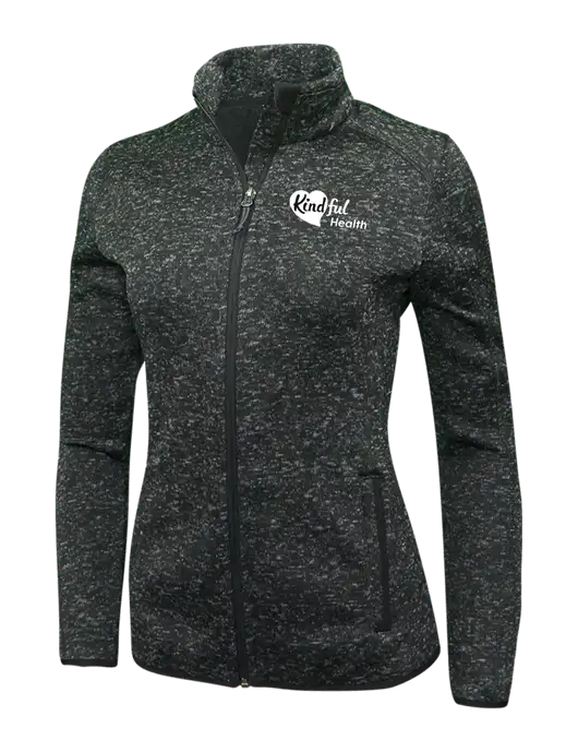 Black Heather Womens Sweater Fleece Jacket w/Kindful Health Logo
