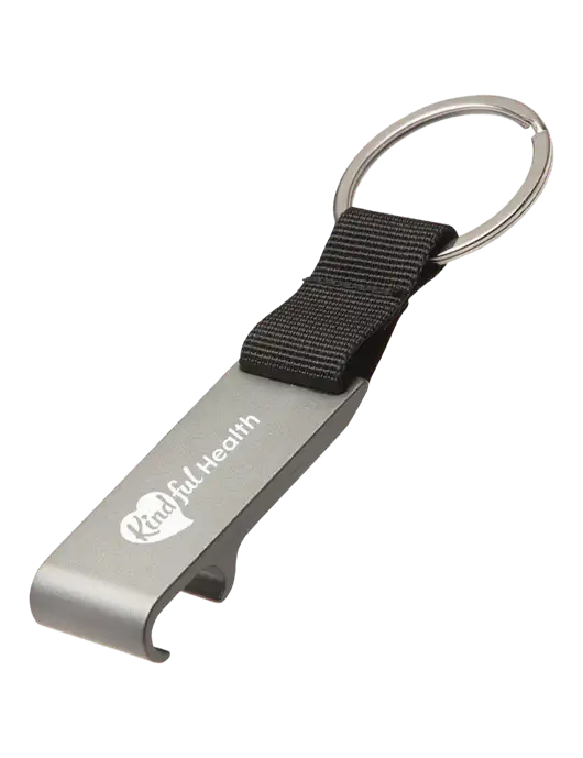 Gunmetal Bottle Opener & Key Ring w/Kindful Health Logo